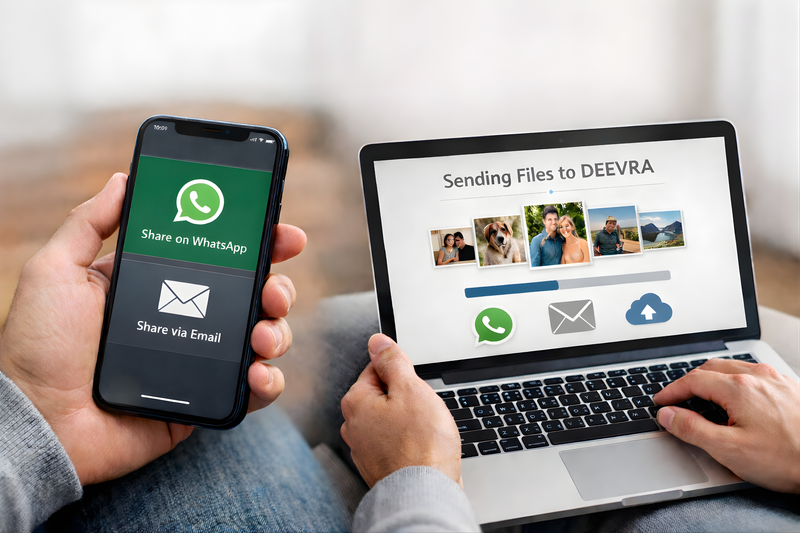 Share Your Photo(s): Send your images via WhatsApp or Email.